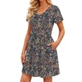 thumbnail image 3 of Fantaslook Summer Dresses for Women Casual Short Sleeve V Neck Babydoll Dress Fashion Vacation Mini Dress with Pockets, 3 of 9