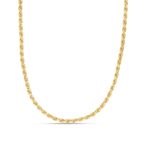 JewelStop Sterling Silver Diamond Cut/Textured Finish 14k Yellow Gold Plated 4.4mm Royal Rope Chain with Lobster Clasp - 24"