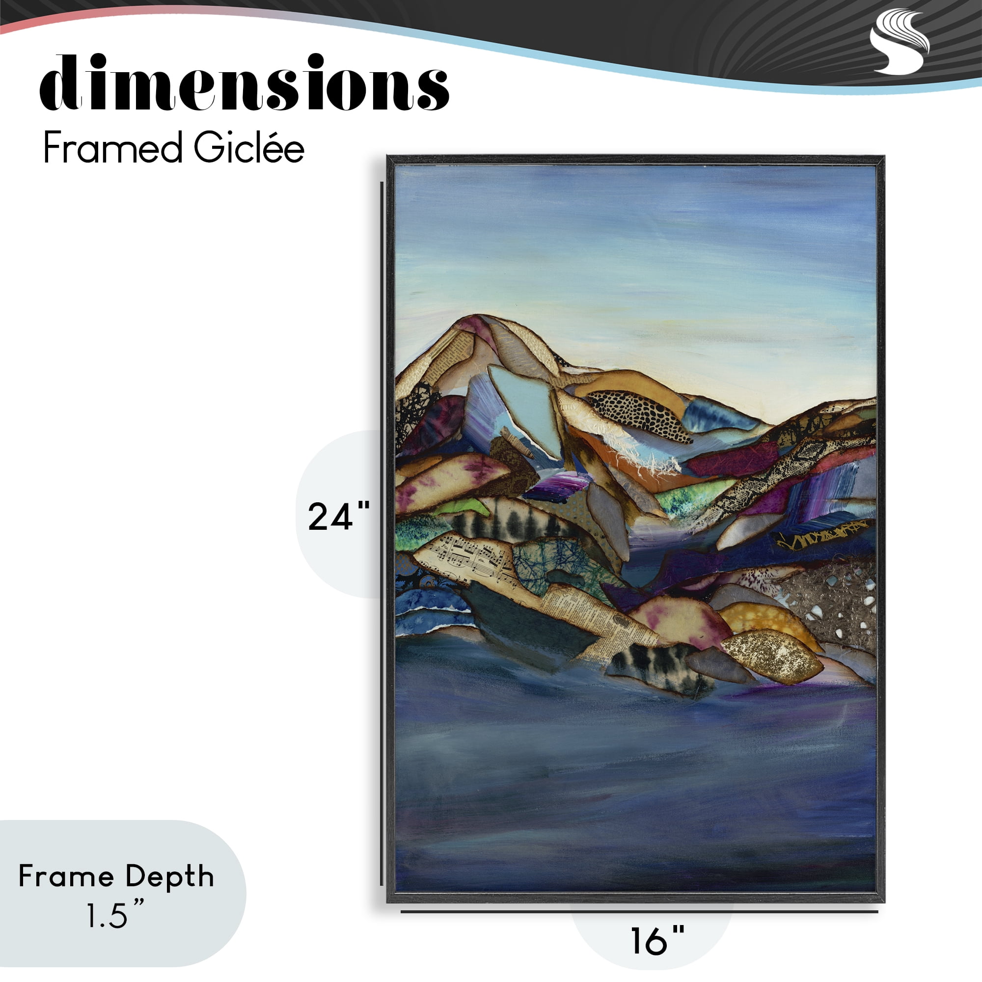Stupell Industries Patchwork Collaged Mountains Black Framed Giclee Art, design by Van Horne-Borcherding