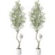 thumbnail image 1 of 7ft (2pcs) de altura faux olive trees con blanca planter y green fake moss - perfect para home, oficina, sala de estar, dormitorio, stairs & foyer decor, 1 of 5