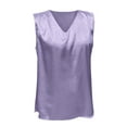 thumbnail image 4 of Pxiakgy tank top for women womens tank tops Women's Summer Solid Color Ding Satin V Neck Sleeveless Bottom Tank Top Purple + M, 4 of 8