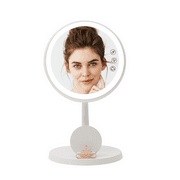 Impressions Vanity Mirror with Lights and Touch Dimmable Switch, Serenity Tri Tone Lamp Makeup Mirror, 360 Degree Tilt Magnifying Mirror with App Controller and Wireless Phone Charger (White)