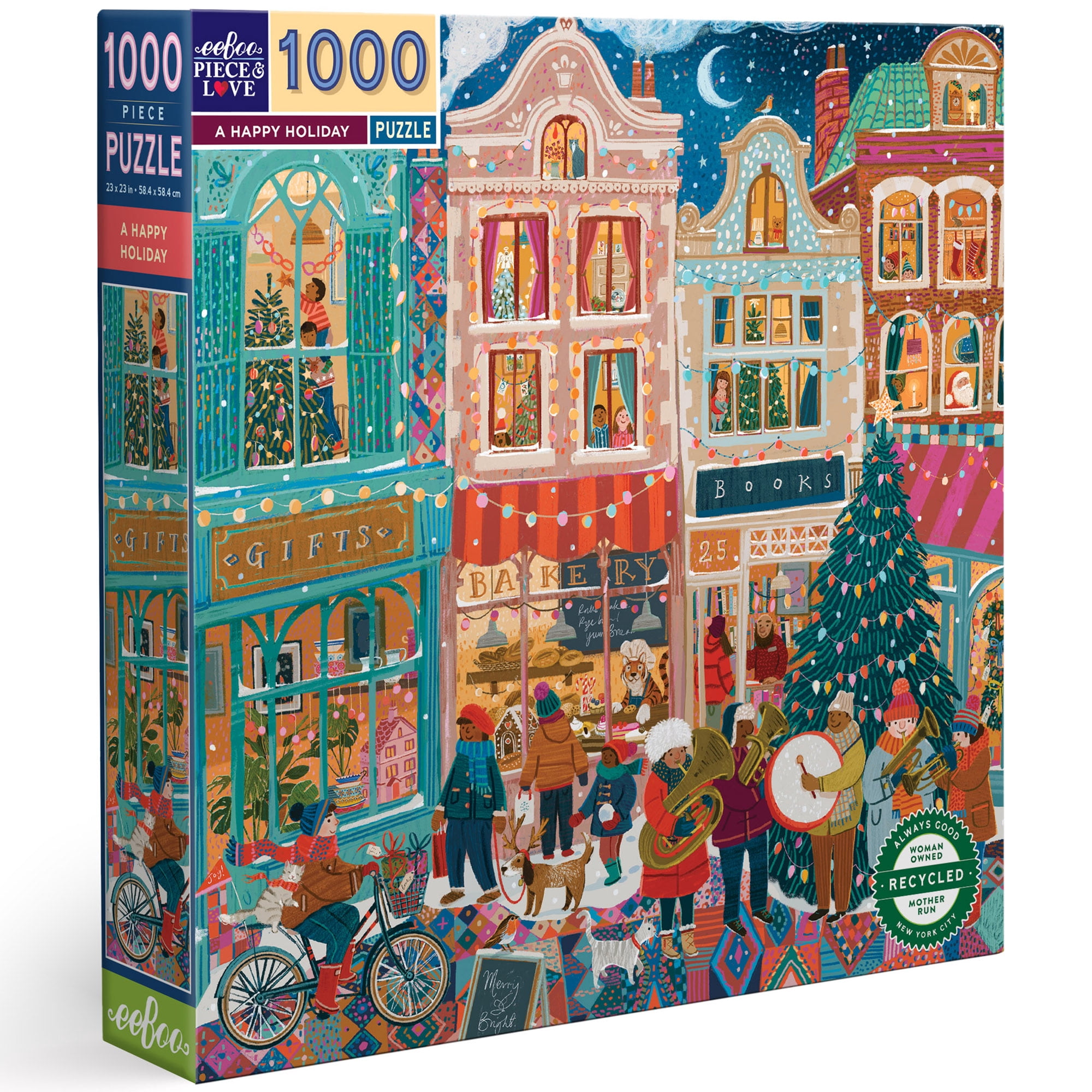 eeBoo Piece and Love A Happy Holiday 1000 Piece Square Adult Jigsaw Puzzle/ ages 14+