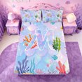thumbnail image 5 of meiyoeat girls Monogrammed M Theme Bed Sheets,Watercolor Mermaid Print Full Size Sheets,4pcs,1 Flat Sheet,1 Fitted Sheet and 2 Pillowcases, 5 of 6