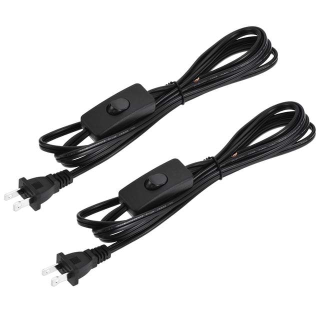 Cable de lámpara con enchufe US de cloruro de polivinilo Uxcell con interruptor SPT-2 18AWG 1.8M Negro listado por UL 2 piezas