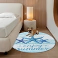 thumbnail image 3 of Enjoy Summer Round Living Room Rugs 4 ft, Coastal Watercolor Blue Sea Starfish Teal White Washable Area Rug with Non-Slip Sturdy Edge Binding Round Carpet for Entryway Kitchen Bedroom Bathroom, 3 of 9