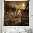 thumbnail image 1 of Brown Tapestry, Photo of Old Medieval Myst House in Retro Vintage Color at Full Moon Boho Style, Fabric Wall Hanging Decor for Bedroom Living Room Dorm, 5 Sizes, Brown, by Ambesonne, 1 of 1