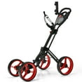 thumbnail image 1 of Gymax 4 Wheels Folding  Golf Push Cart W/ Adjustable Handle Foot Brake Red, 1 of 10