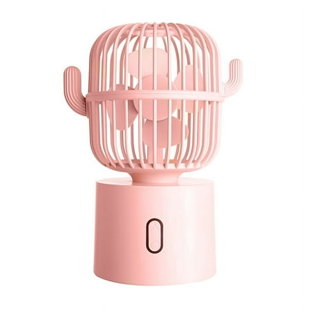 

Cactus Fan USB Desktop Head Shaking Mini Fan 2400mAh Portable Summer Cooling Fan Mute Rechargeable-Pink