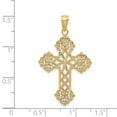 thumbnail image 3 of 14K Solid Yellow Gold Lacey Cross Pendant Charm, 3 of 9
