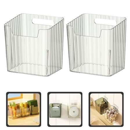 WHAMVOX Refrigerator Storage Boxes 2Pcs for Fridge Accessories in Grey and Plastic