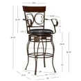 thumbnail image 6 of Powell Big & Tall 30" Indoor Metal Ornate Swivel Bar Stool with Arms, Bronze/Dark Brown Faux Leather, 6 of 13
