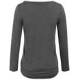 thumbnail image 3 of Long Sleeve Solid Basic Drape Top Side Shirring Tunic, 3 of 14
