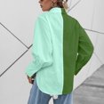 thumbnail image 4 of IROINNID Reduced Women's Long Sleeve V-Neck Shirts Daily Printing Stitching T-Shirt Long Sleeve Blouses Tops,Green, 4 of 7