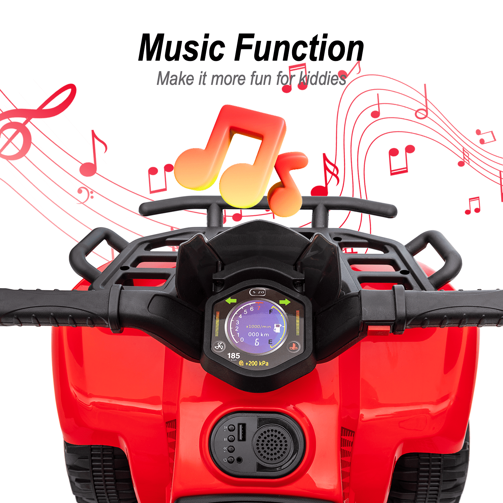 Hikiddo 6V Ride-on Toy for Toddlers, Kids ATV 4 Wheeler for 1-3 Boys & Girls with Music - Red