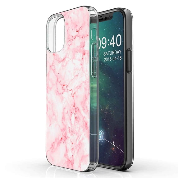 TalkingCase Slim Phone Case Compatible for Apple iPhone 12 Pro MAX, Glossy Pink Marble Print, Lightweight,Flexible,Soft, USA