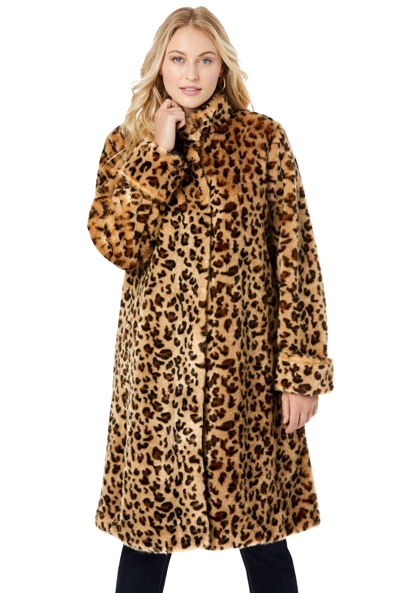 Jessica London Women's Plus Size Faux Fur Swing Coat Coat - Walmart.com
