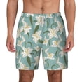 thumbnail image 2 of Picia Lilies Flowers pattern Mens Swim Trunks with Compression Liner Stretch Beach Shorts Quick Dry with Zipper Pockets No-Chafing Board Shorts-Medium, 2 of 9