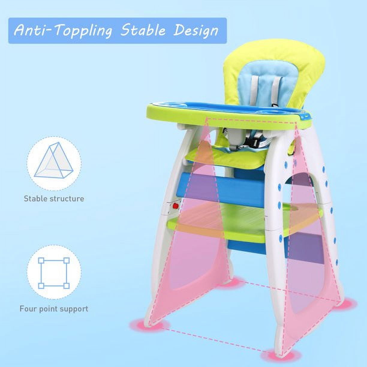 3 in 1 Baby High Chair, Convertible High Chairs for Babies and Toddlers, Baby Chair with Tray, 3 Position Adjustment Toddler Chair for Eating,5 Point Harness with Toddler Feeding Chair (Green)