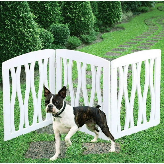 Wooden Foldable Freestanding Pet Gate, Folding 3 Panel Dog Fence, Puppy Pen Gate