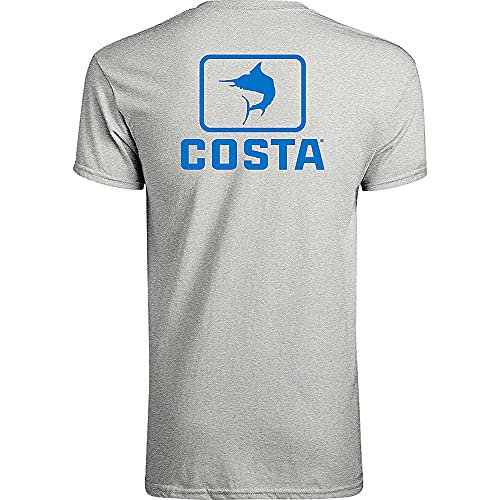 Costa Del Mar Men's Emblem Marlin Short Sleeve Crewneck, Heather