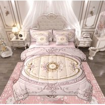 Manfei Rustic Flower Floral Bedding Comforter Set 7pcs, Romantic Plum Rose Queen Bedding Sets, Teens Girls Adult Female Reversible Queen Sheet Sets, Super Cozy Room Decor