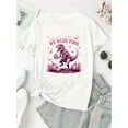 thumbnail image 2 of Camisetas con gráficos clásico para mujeres y adolescentes y niñas, playera de verano con estampado estéticoCreative pink English dinosaur pattern print Women's fashion trendy round neck short sleev, 2 of 6