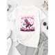 thumbnail image 2 of Camisetas con gráficos clásico para mujeres y adolescentes y niñas, playera de verano con estampado estéticoCreative pink English dinosaur pattern print Women's fashion trendy round neck short sleev, 2 of 6