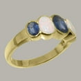 thumbnail image 3 of LBG British Made 14k Yellow Gold Natural Sapphire & Opal Womens Band Ring - 33 size options - Size 9.5, 3 of 6