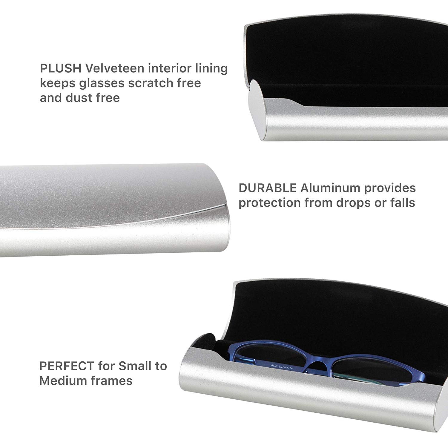 Aluminum Eyeglass Case For Small Frames In Silver