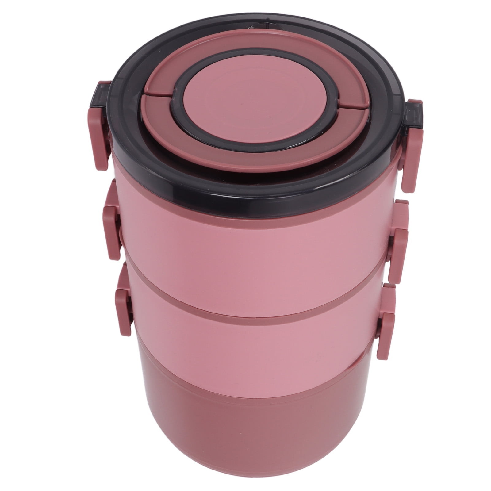 NFTIGB 2200ml Three Layer Stackable Round Bento Lunch Box Portable Thermal Food Container, Red