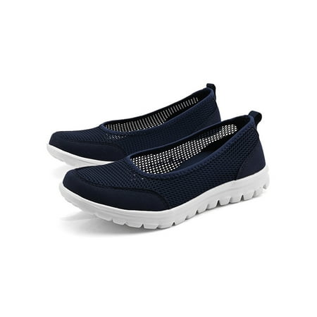 

Woobling Women s Loafers Mesh Flat Shoes Breathable Flats Anti-Slip Casual Walking Shoe Travel Daily Moccasins Blue 4.5