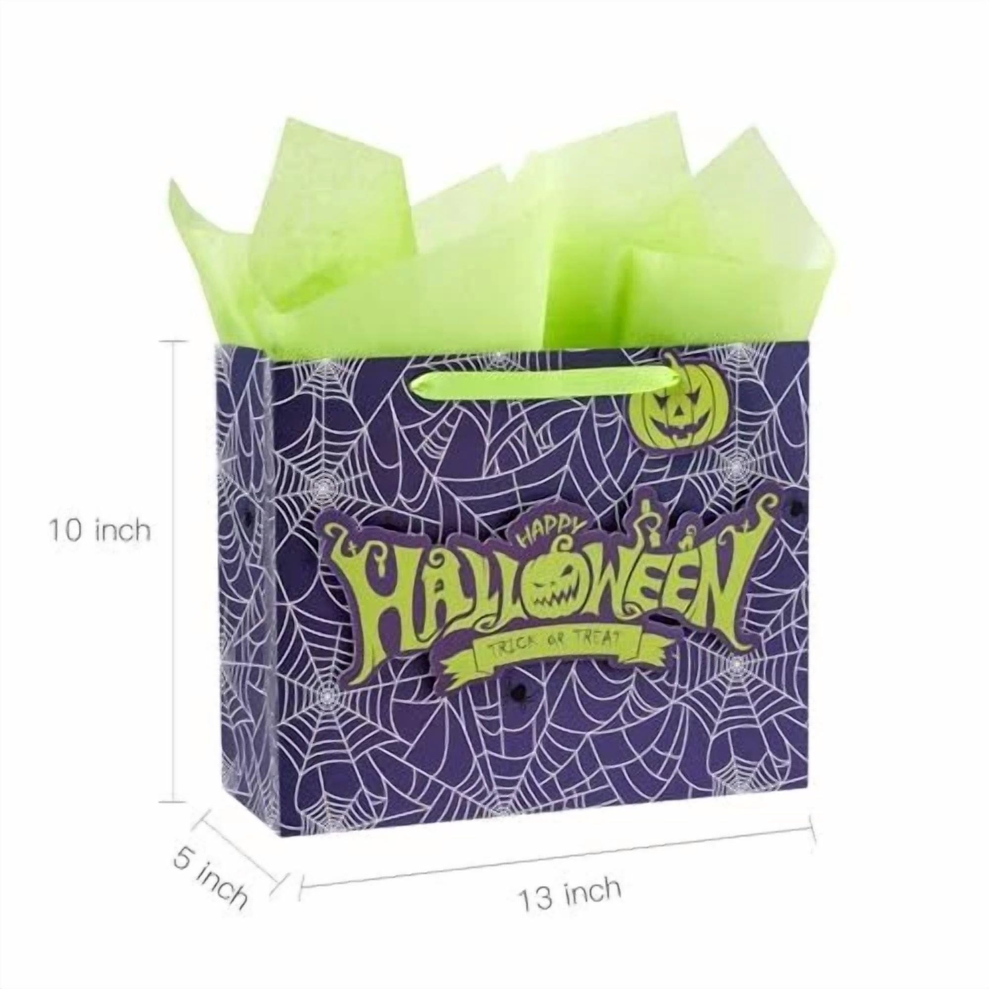 BUTTERFLY- Halloween Medium Gift Bags With Tissue Paper And Tag For Halloween - Purple