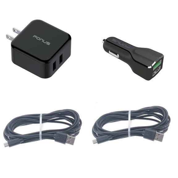 Micro USB Cable Fast Home Car Charger for Moto E (2020) - 6ft Long Travel Power Adapter Cord Wire Quick Charge A7X Compatible With Motorola Moto E (2020)