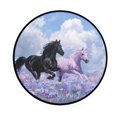 thumbnail image 2 of 36.2 Inch Round Floor Mat Black Horse and Pink Unicorn Carpet Decor Rug for Living Room Bedroom, 2 of 6