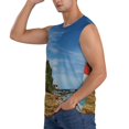 thumbnail image 3 of Pofeuu Lighthous Print Men's Muscle T-Shirt, Sleeveless, Muscle Tank, Classic Muscle Tee Top For Men Casual Sleeveless Muscle T-Shirt Trendy Clothes-X-Large, 3 of 7