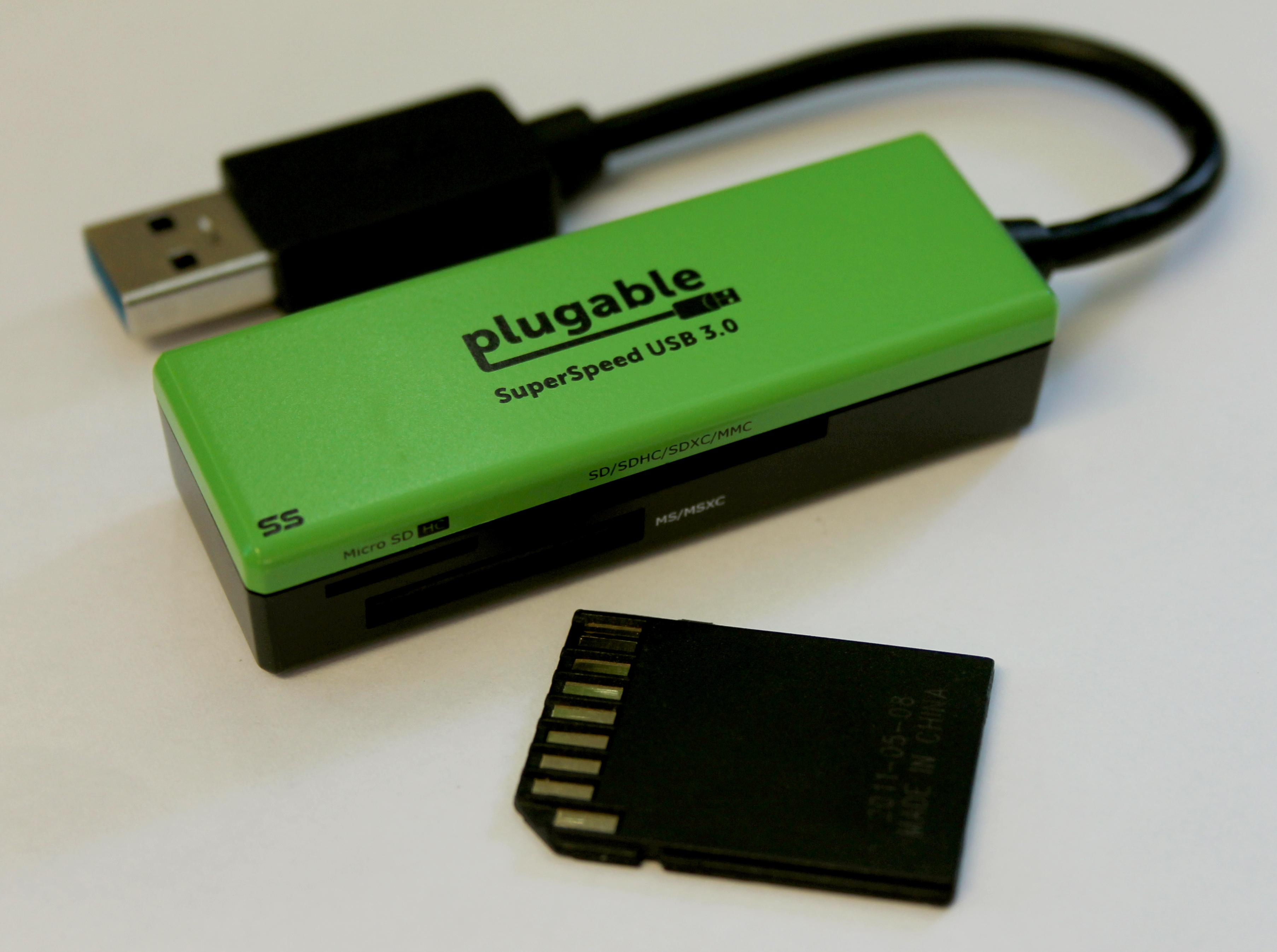 Plugable SuperSpeed USB 3.0 Flash Memory Card Reader for Windows, Mac, Linux, and Certain Android Systems - Supports SD, SDHC, SDXC, Micro SD \ T-Flash, MS, MS Pro Duo, MMC, and More - image 4 of 8