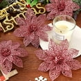 thumbnail image 6 of Visland 30PCS Christmas Artificial Poinsettia Flowers Xmas Tree Ornaments Glitter Poinsettia Bushes Artificial Poinsettia Flowers Poinsettia Christmas Decorations, 6 of 7