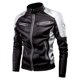 thumbnail image 1 of Chaqueta de cuero retro con costuras de moda informal para hombre, de primavera y otoño, fina, para motocicleta, 1 of 6