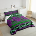 thumbnail image 3 of Manfei Southwestern Aztec Geometric Bedding Comforter Set,Rustic Western bohemian Twin Comforter Sets,Green Purple Bedding Set For Adult,Microfiber Bedroom Decor Reversible,2pcs, 3 of 8