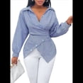 thumbnail image 2 of Blusa de Verano para Mujer, , con Rayas y Botones en la Parte Delantera, de Larga. Azul XL, 2 of 10