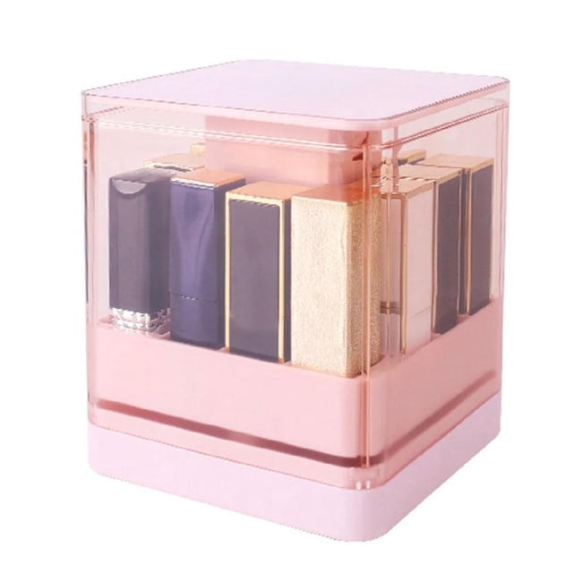 Lipstick 8 Spaces Lipgloss Organizer, Press-Type Automatic Lift Lipstick Free, Storage Dust Cosme Box & Makeup