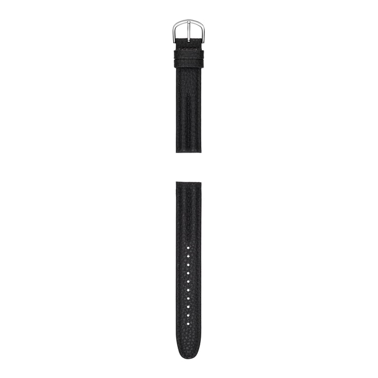 18MM Black Genuine Leather Textured Replacement Watch Band