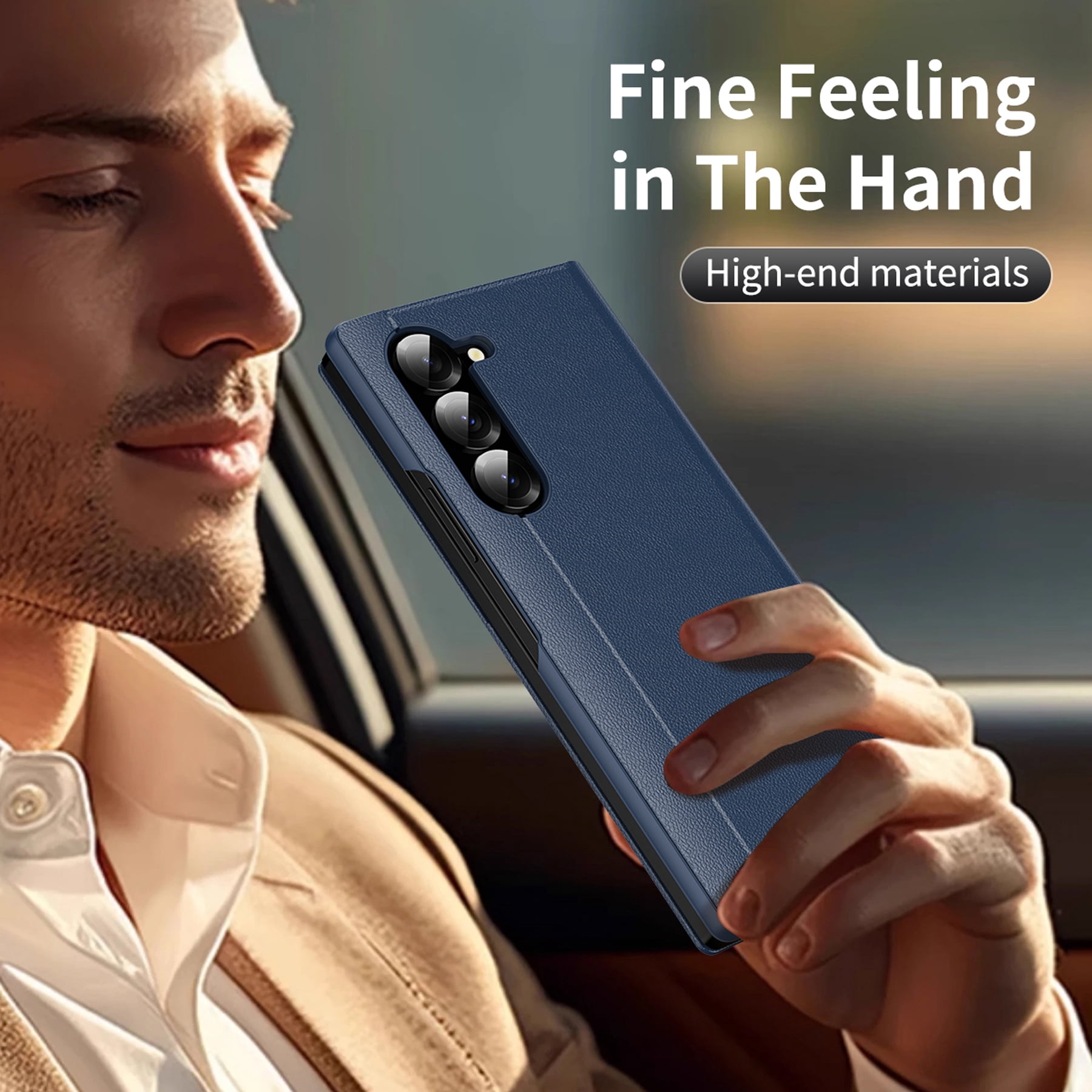For Samsung Galaxy Z Fold 7 Case PU Leather Flip Case,With Intelligent Window,With Card Holder,Anti-fall Rugged Shockproof Protective Phone Case Cover for Samsung Galaxy Z Fold 7,Blue