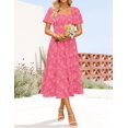 thumbnail image 3 of Vestido ZESICA para mujer, bohemio, floral, midi, rosa intenso, 3 of 7