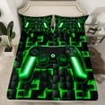 thumbnail image 2 of Homewish Gamepad Gaming Full Size Sheets,Modern Geometric Checkered Bed Sheets,Green Black Sheet Sets For Kids,Luxury Bedroom Decor,4 Pieces, 2 of 7
