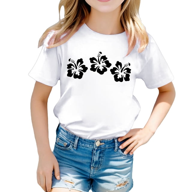 Chemises Chaudes de Natation pour Petites Filles, Chemise Décontractée Imprimée à Col Rond et Manches Courtes pour Tout-Petits