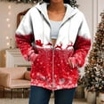 thumbnail image 6 of larppty Womens Christmas Jackets Hoodie with Pocket, Snowflake Reindeer Zip Front Hood Warm Outerwear (Beige, XL), 6 of 7