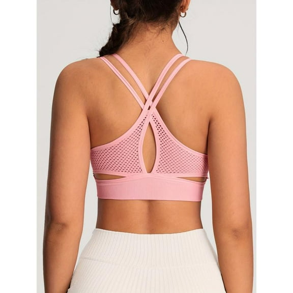 AEXTO Women's fitness sports bra - thin strap, perforated, breathable sports top - comfortable Women's sports yoga bra. crop camisole Women's High Impact Racerback Sports Bra