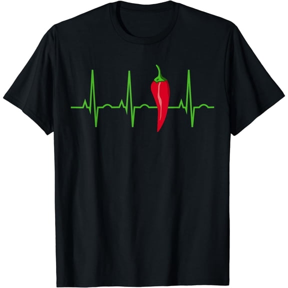 Chili Pepper Heartbeat Shirt - Chili Pepper Lover T-Shirt T-Shirtmen and women can wear, black, white, gifts